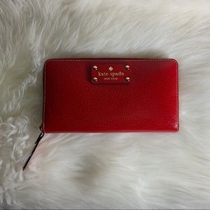 Kate Spade Zip Around Leather Wallet Red